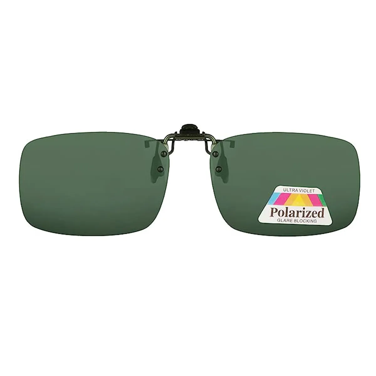 Clip-L - Rectangle Green Clip On Sunglasses for Men & Women